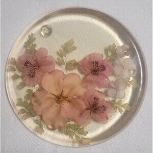 Vintage Jeanne Ocker California Santa Barbara Lucite Floral Trivit Round Decor